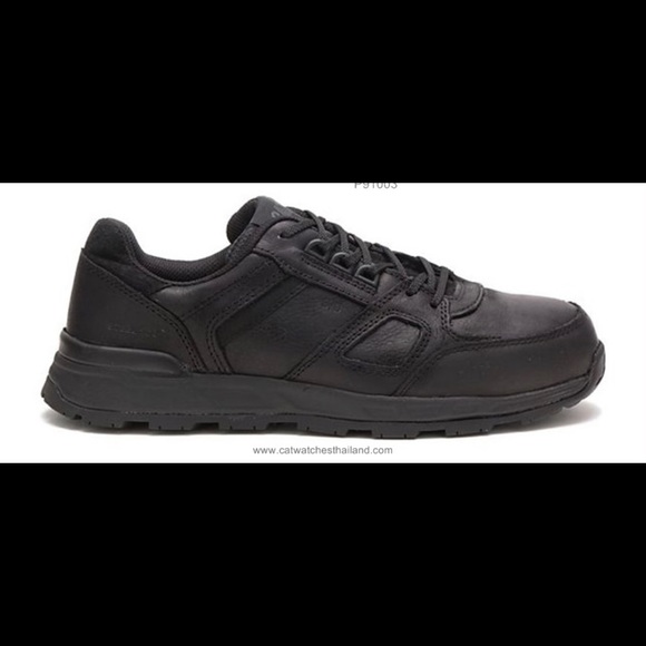 CAT Woodward Black Leather Steel Toe Work Shoes - Picture 4 of 5